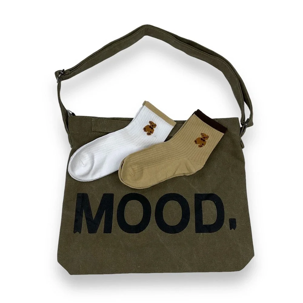 Unbranded Bag Canvas and Sock Set Green Khaki Olive Shoulder Bag NWOT
